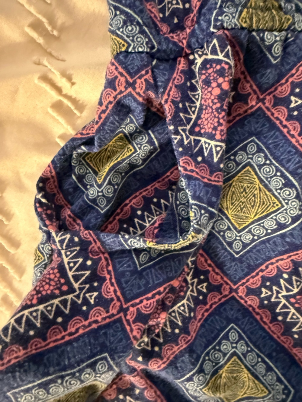 LuLaRoe Navy Blue and Pink Geometric Diamond Print One-Piece - Picture 3 of 5
